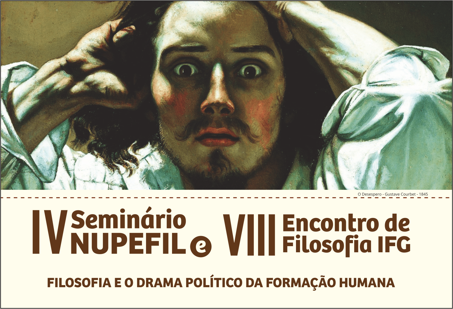 Banner de divulgação do evento com imagem da obra O Desespero de Gustave Courbet de 1845