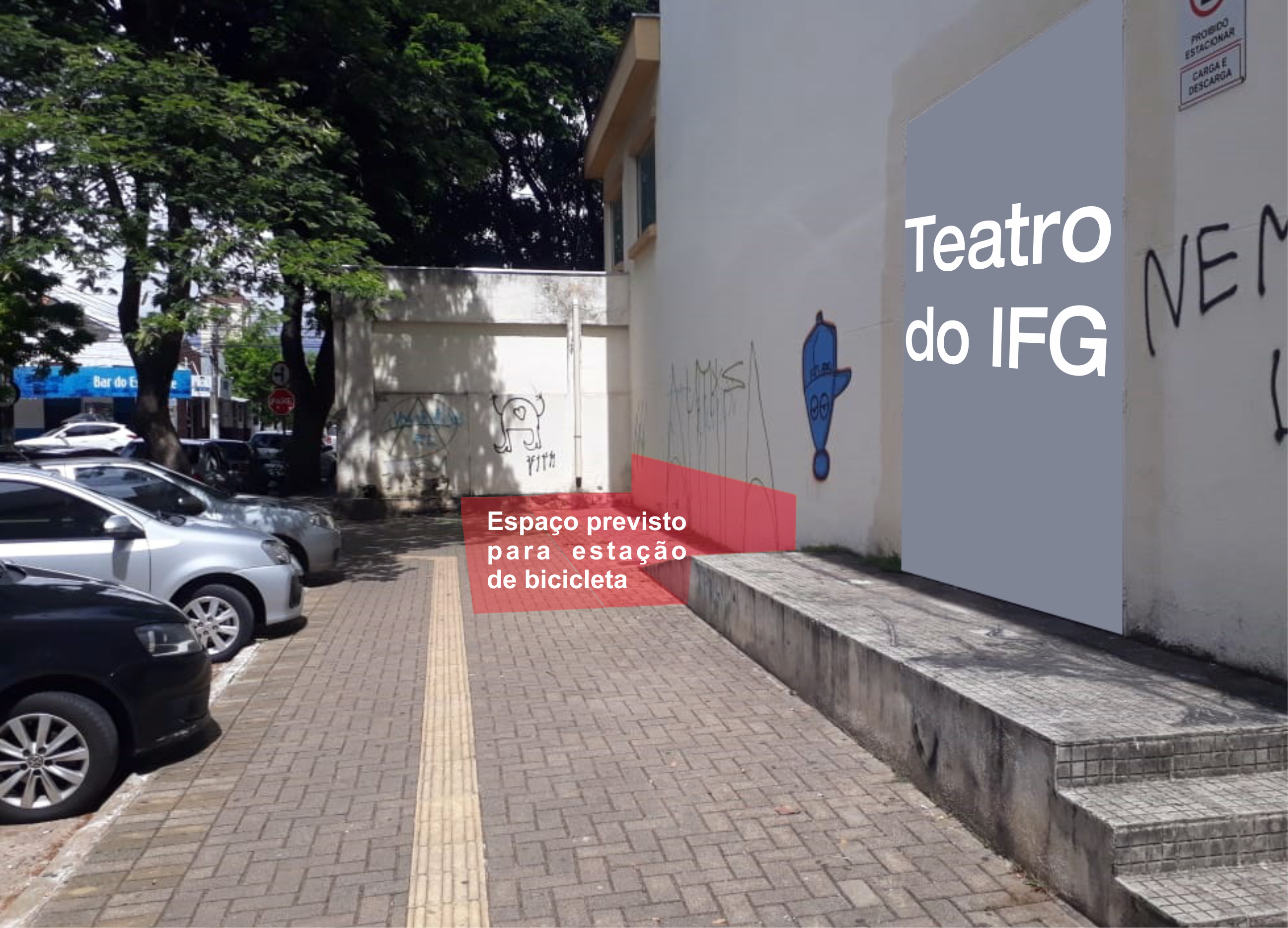 Local onde será instalado a estação de bicicletas compartilhadas no Câmpus Goiânia.