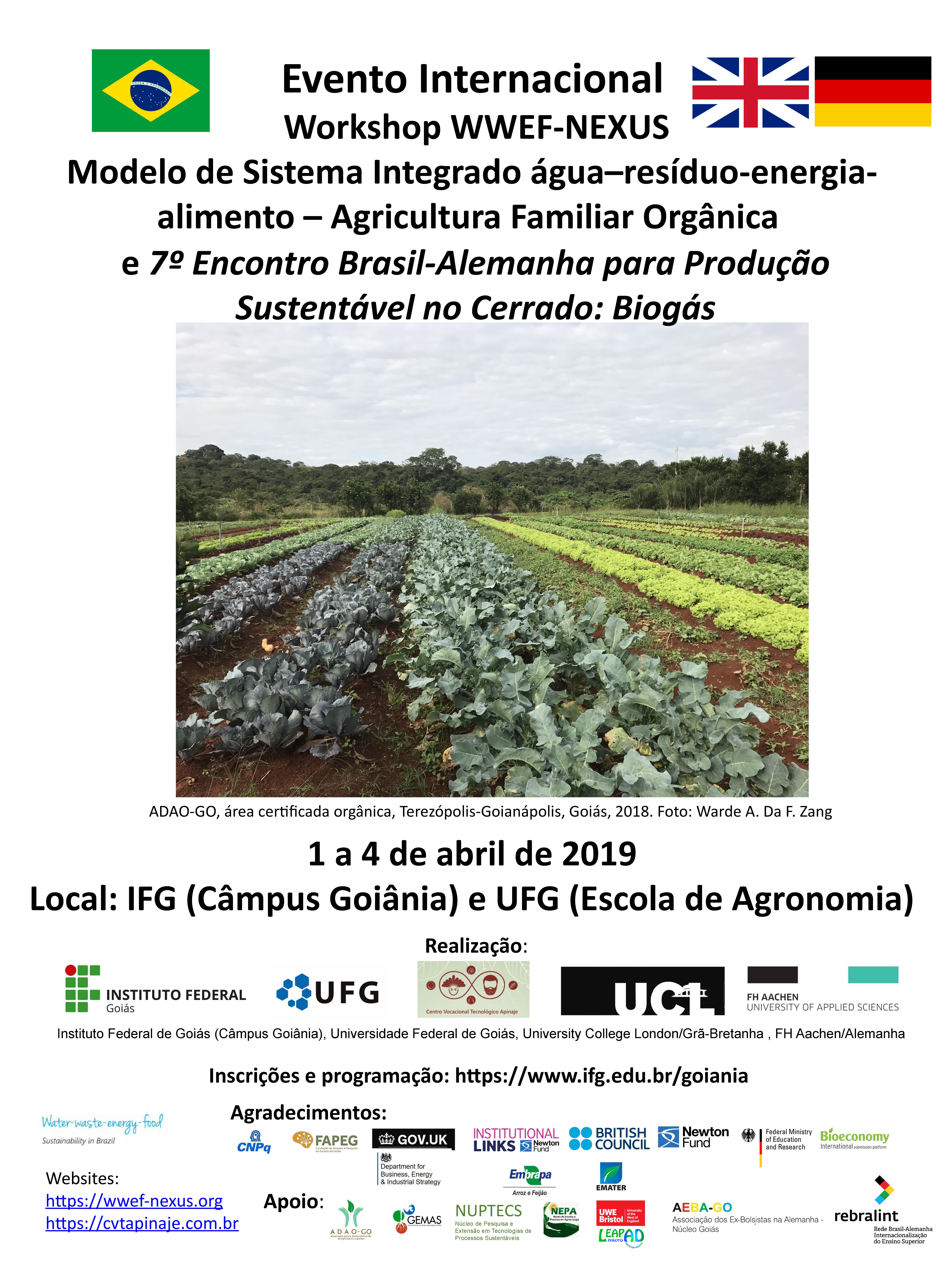 Cartaz Workshop WWEF-NEXUS e 7º Encontro Brasil – Alemanha para a Produção Sustentável no Cerrado: Biogás