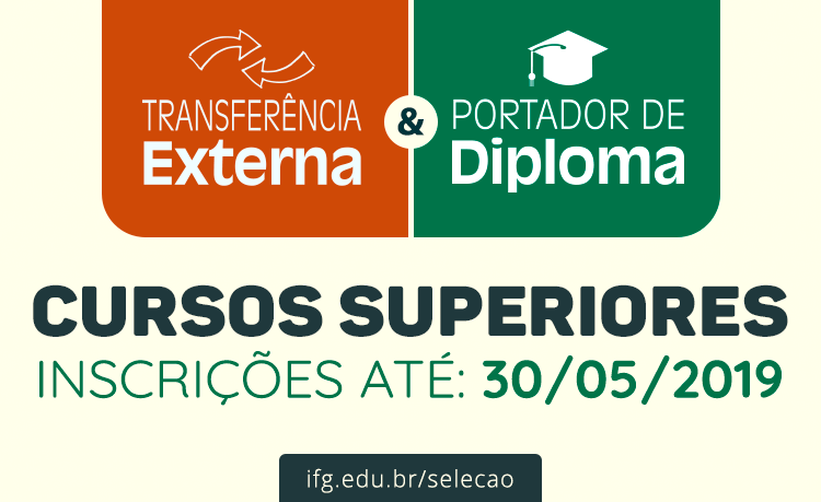 Seleção 2019/2 para portador de diploma e transferência externa