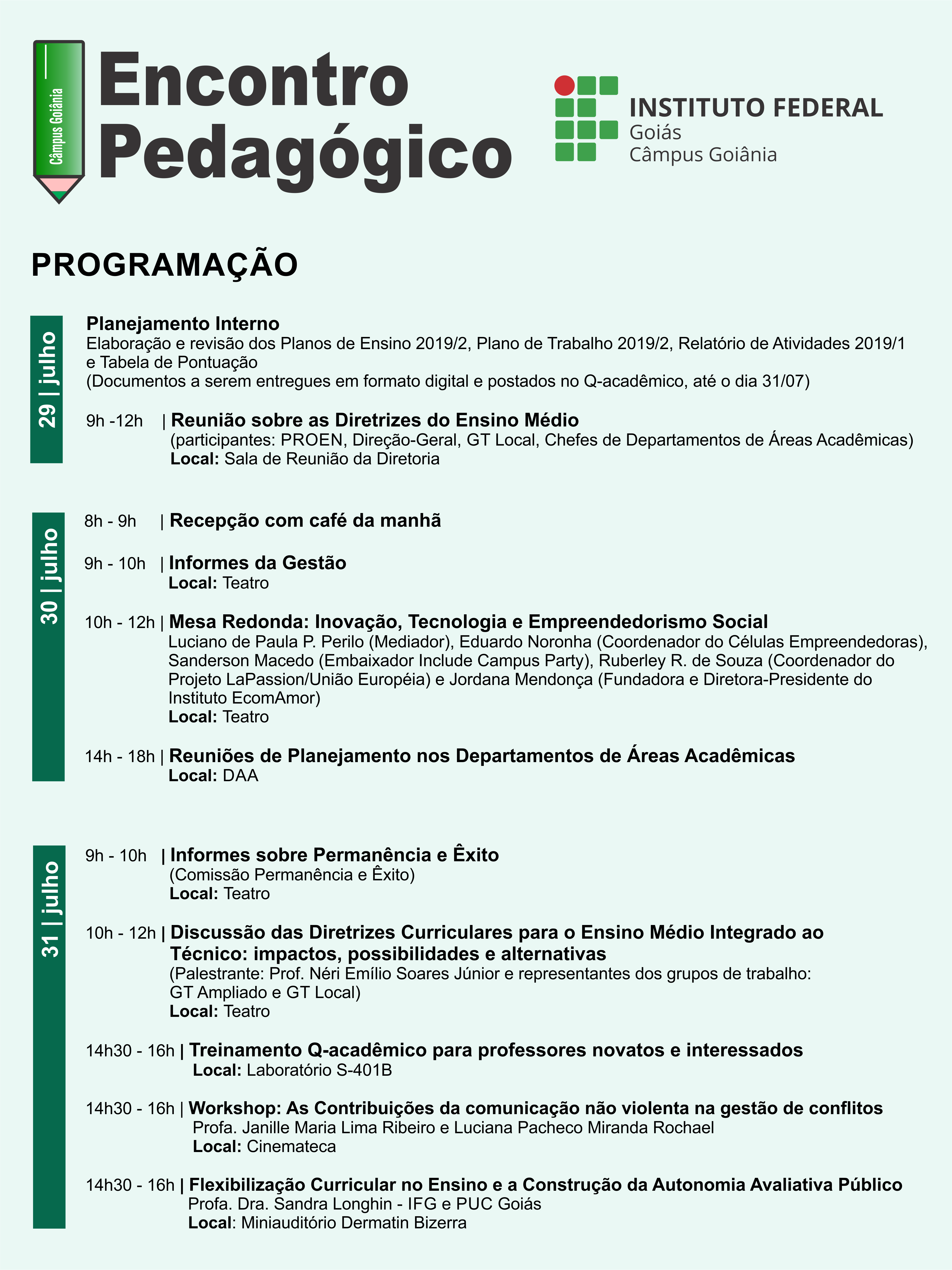 Encontro Pedagógico 2019/2 Câmpus Goiânia