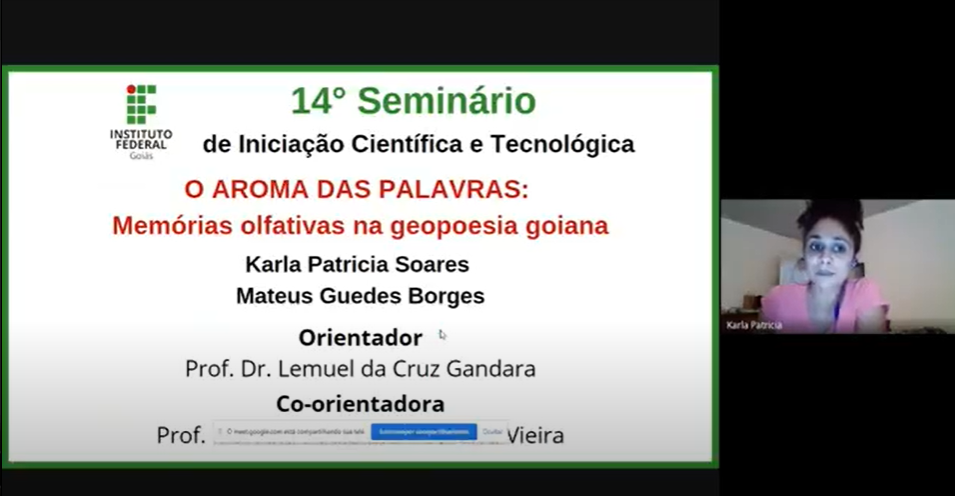 Estudante pesquisadora de Ciências Biológicas, Karla Patrícia Soares, apresenta pesquisa no 14º SICT