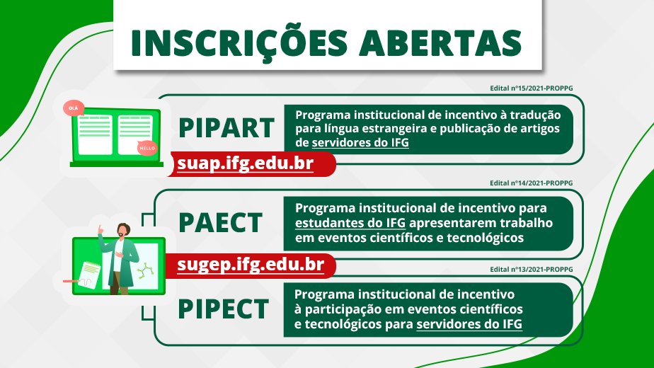 Editais iniciam inscrições nesta quarta-feira